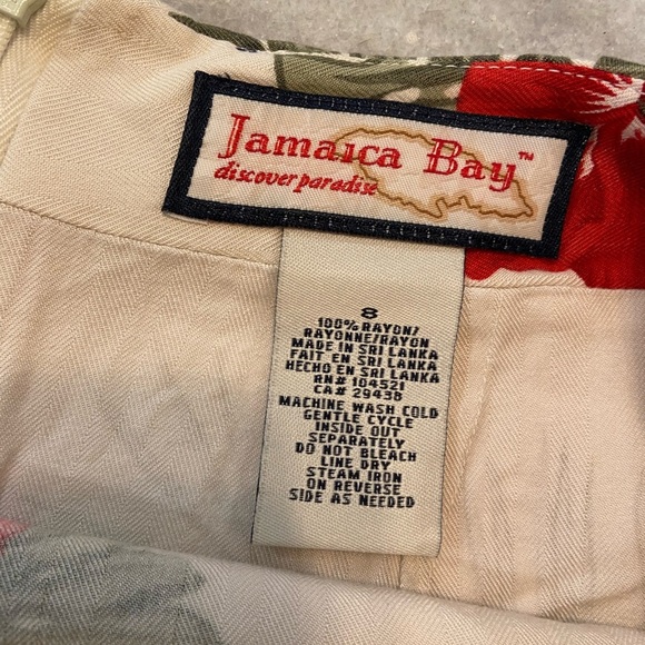 Jamaica Bay Cream Pink Tropical Floral Print Skort Size Zip Flowy Beachy Size 8 - Picture 8 of 8